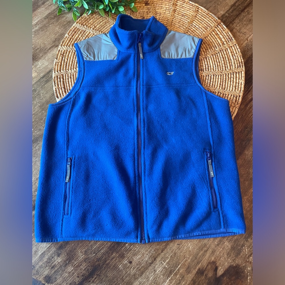 Vineyard Vines Blue Harbor Fleece Vest with Gray Accents
